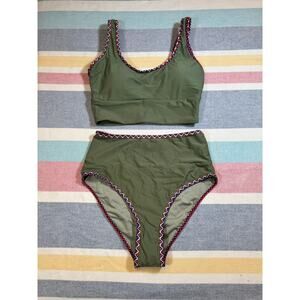 NWOT Tribal Trim Olive Green Bikini Set Sz XS